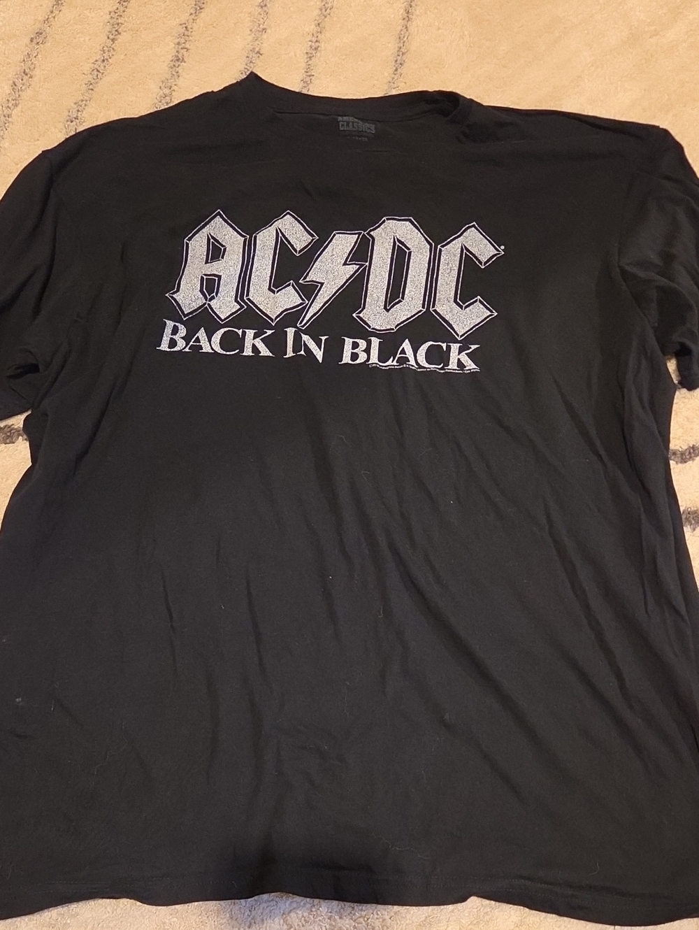 AC/DC Black Tee with White 'Back In Black' Logo